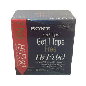 Sony Audio Cassettes HF High Fidelity 90 Minute Blank Recording Pack Of 7